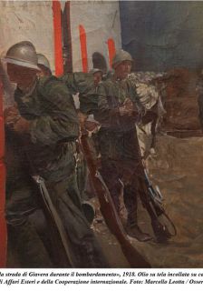 Giulio Aristide Sartorio, «Sulla strada di Giavera durante il bombardamento»