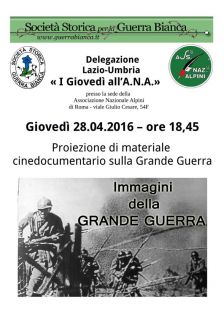 Locandina 28.04.2016 - Proiezione di materiale cinedocumentario sulla Grande Guerra